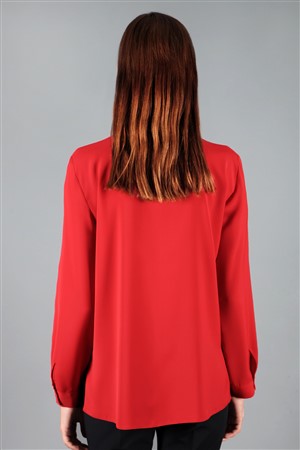 Alesia Uzun Kollu Manşetli Gömlek Kırmızı