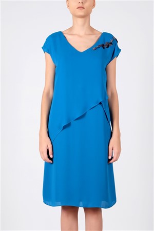 CARITA Kollu Elbise Mavı
