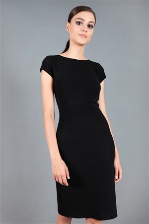Beverly Örme Kısa Elbise Siyah