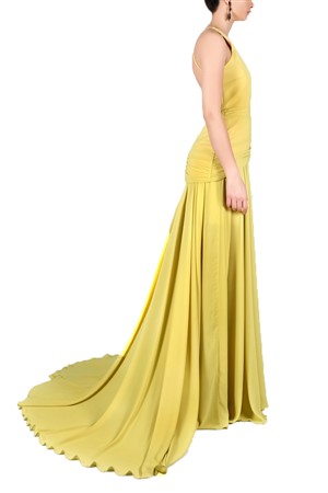 AHMOUA Uzun Elbise Sarı