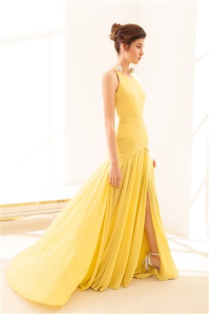 AHMOUA Uzun Elbise Sarı