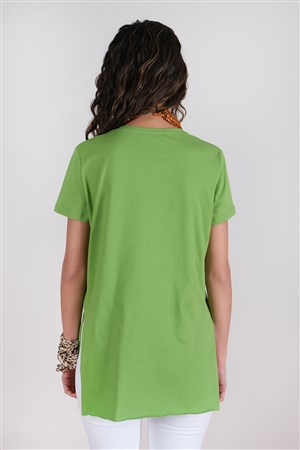Fenesia Yuvarlak Yaka  Bluz Yeşil