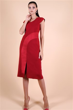 Hensel Krep Elbise Kırmızı