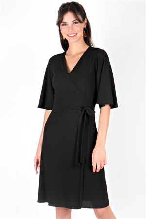 Lonzo Anvelop Bağcıklı Elbise Siyah