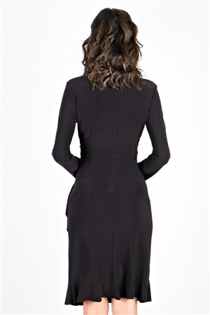 Brea Fırfırlı Likralı   Elbise Siyah