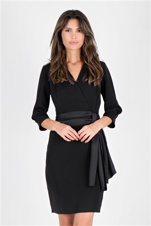 Felida Saten Bağcıklı  Elbise Siyah